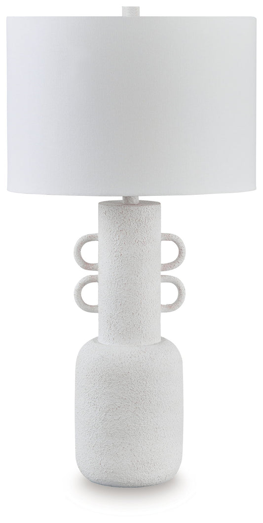 Perringhill - Metal Table Lamp - Distressed White by Ashley – Table Lamps