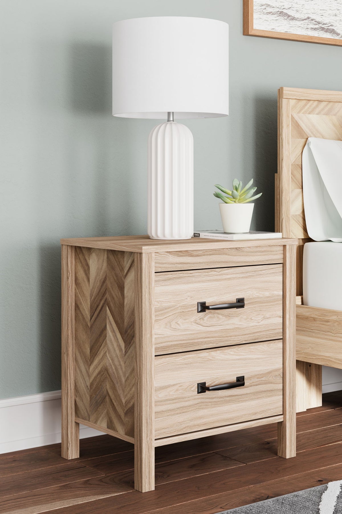 Battelle - Two Drawer Night Stand - Tan by Ashley – view 4