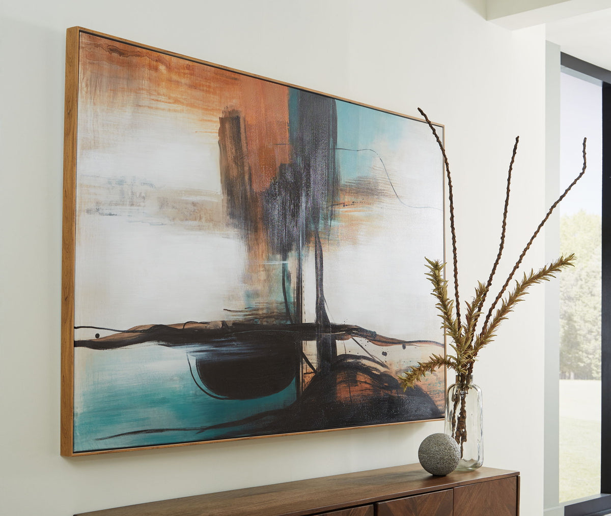 Brunonia - Wall Art - Teal / Orange / Black by Ashley – view 4