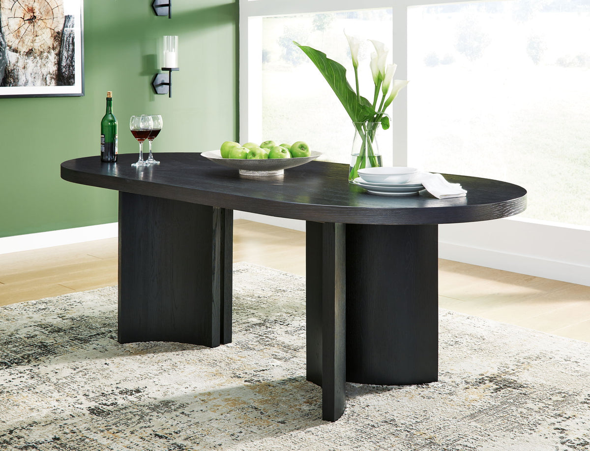 Rowanbeck - Oval Dining Room Table - Black by Ashley – view 4
