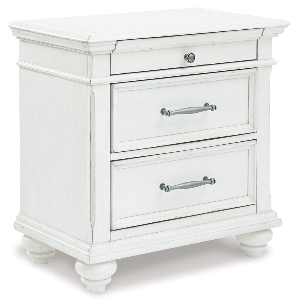 Kanwyn - Three Drawer Night Stand - Whitewash – Accent Nightstands