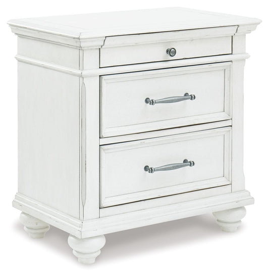 Kanwyn - Three Drawer Night Stand - Whitewash – Accent Nightstands