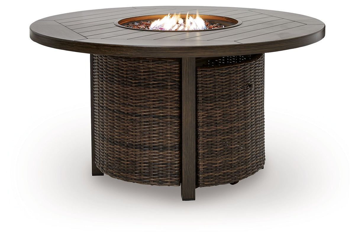 Monterey Point - Round Fire Pit Table - Dark Brown by Ashley – view 3