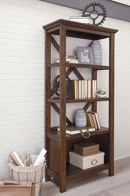 Baldridge - Large Bookcase - Rustic Brown by Ashley – Standard Bookcases