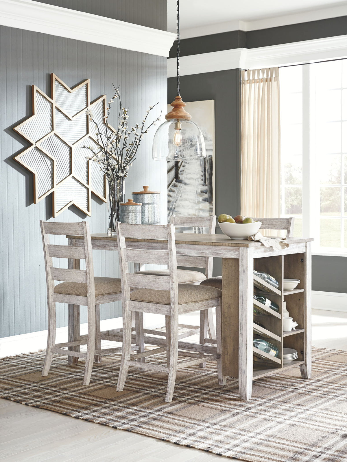 Skempton - Rectangular Counter Table With Storage Set by Ashley – view 3