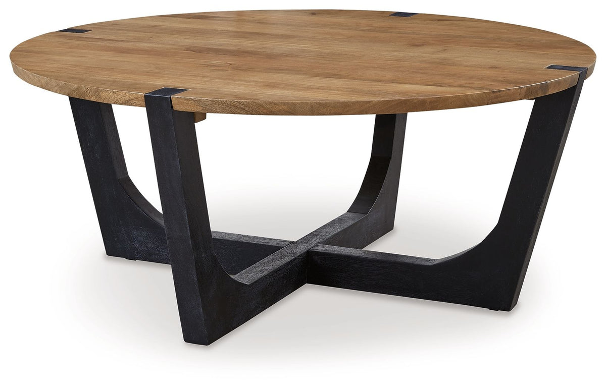 Hanneforth - Round Cocktail Table - Brown by Ashley – Coffee Tables