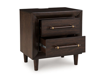 Dantenton - Two Drawer Night Stand - Merlot – view 3