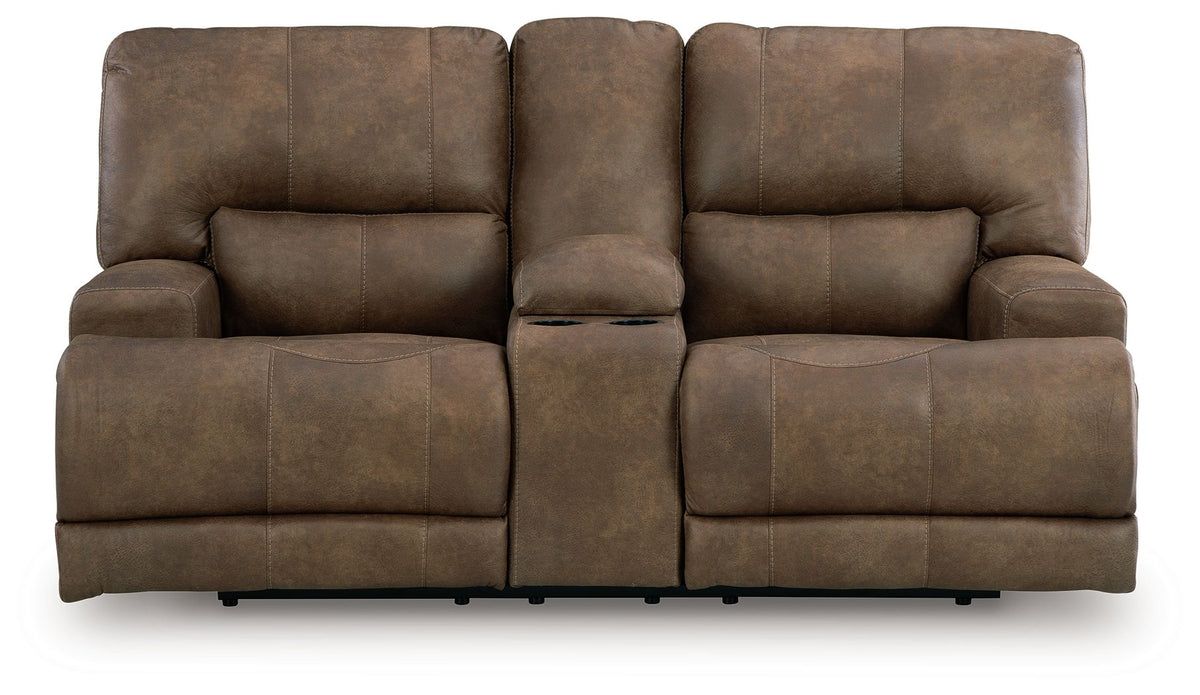 Beckley Place - Power Reclining Loveseat With Console / Adjustable Headrest - Earth by Ashley – view 3