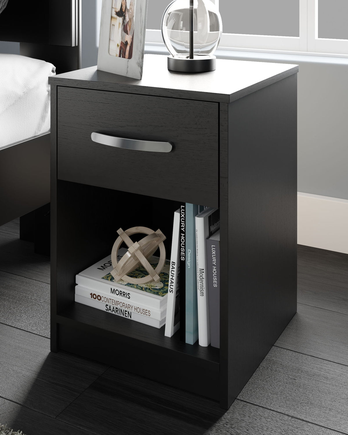 Finch - One Drawer Night Stand - Black by Ashley – view 3
