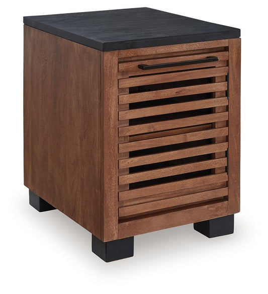 Kallari - Chair Side End Table - Warm Brown / Black by Ashley – Chair Side Tables