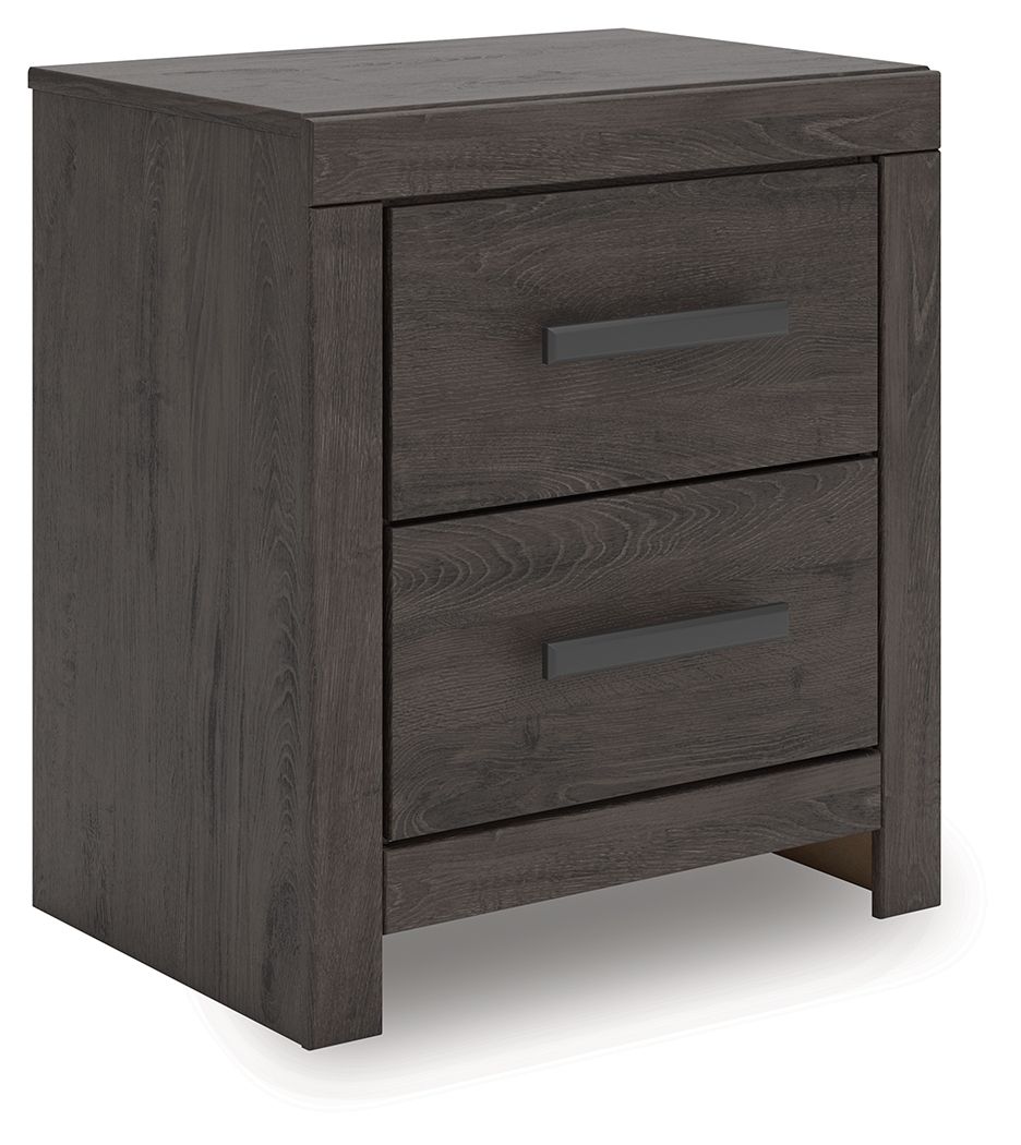 Prendonea - Two Drawer Night Stand - Charcoal by Ashley – Accent Nightstands