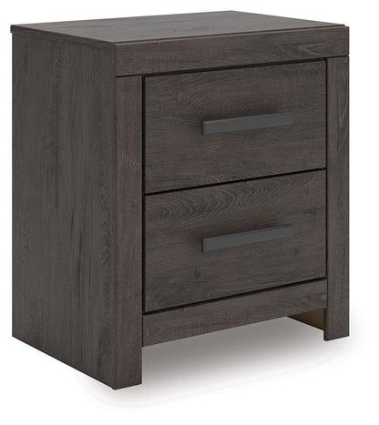 Prendonea - Two Drawer Night Stand - Charcoal by Ashley – Accent Nightstands