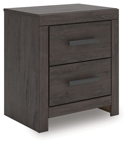 Prendonea - Two Drawer Night Stand - Charcoal by Ashley – Accent Nightstands