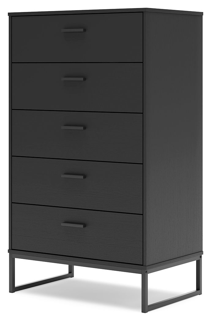 Socalle - Five Drawer Chest - Black by Ashley – view 2
