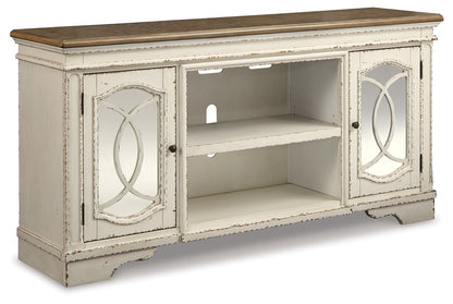 Realyn - XL TV Stand w/Fireplace Option - Chipped White by Ashley – TV Stands