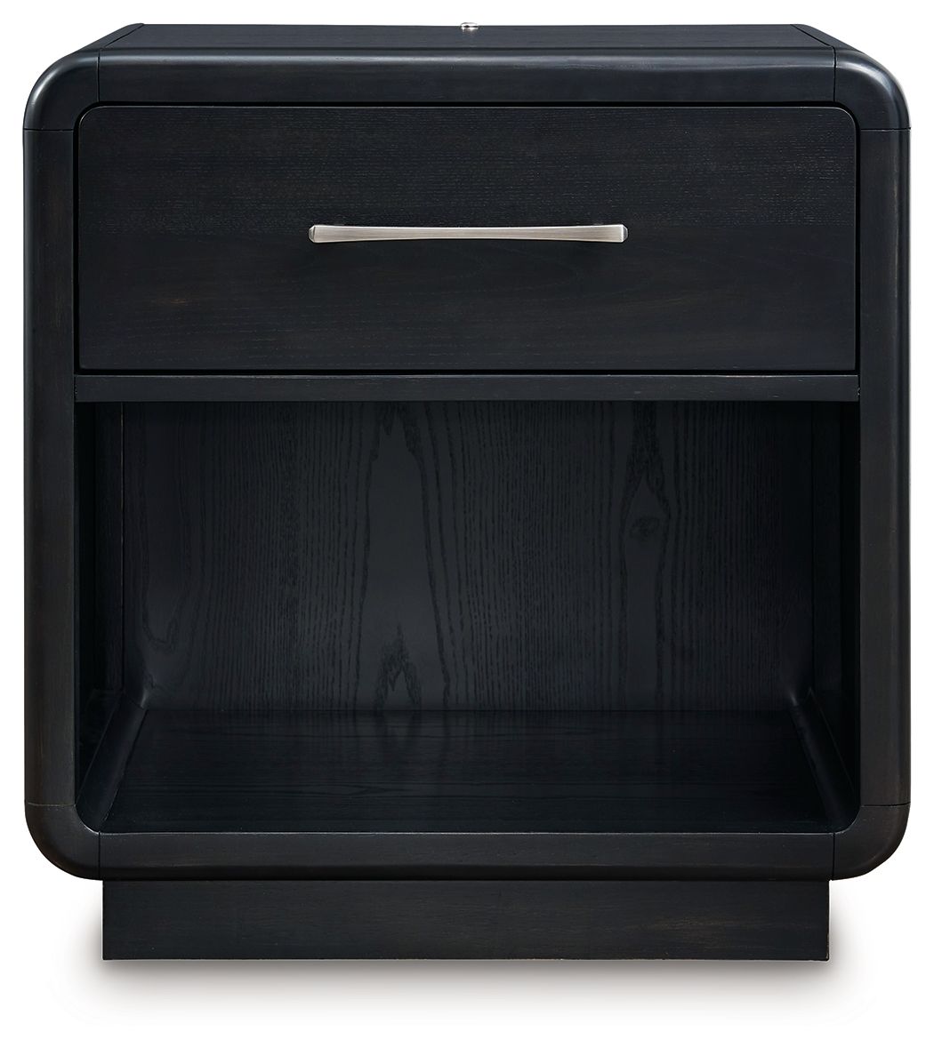 Rowanbeck - One Drawer Night Stand - Black by Ashley – view 3