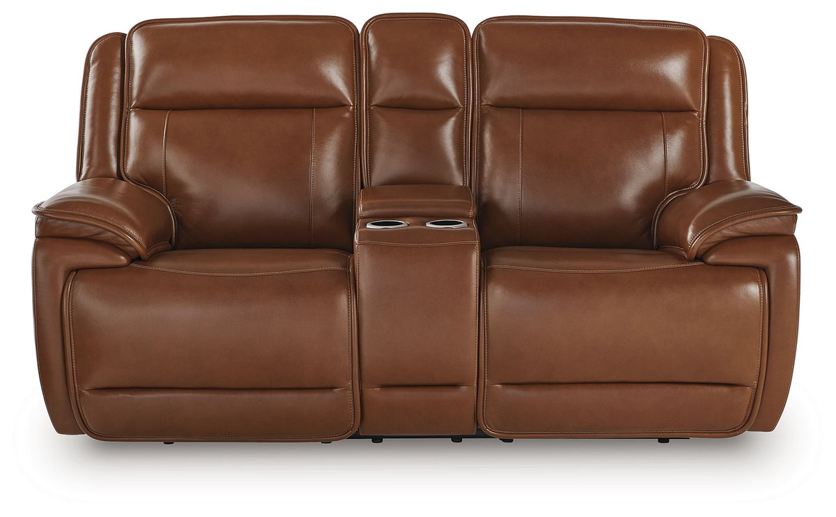 Healy Pier - Power Reclining Loveseat With Console / Adj Headrest - Chocolate by Ashley – view 2