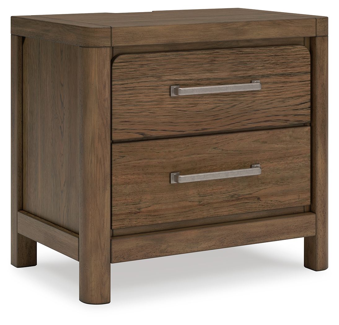 Cabalynn - Two Drawer Night Stand - Light Brown by Ashley – Nightstands w/ Charging Stations