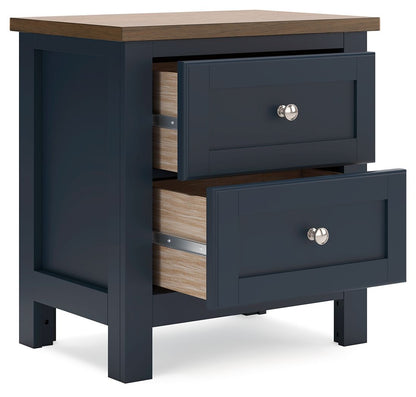 Landocken - Two Drawer Night Stand - Brown / Blue by Ashley – view 3