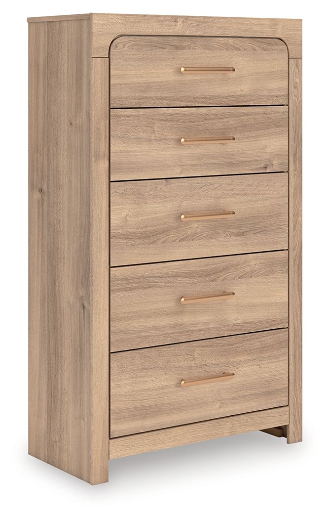 Kinlanni - Five Drawer Chest - Tan by Ashley – Accent Chests