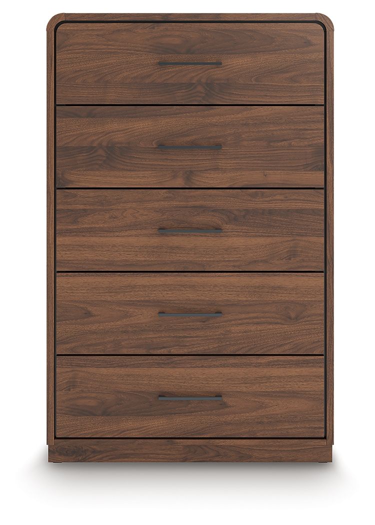 Fortlorn - Five Drawer Chest - Walnut Brown by Ashley – Accent Chests