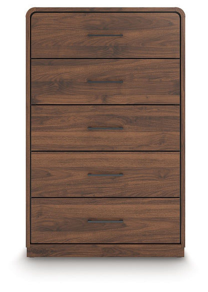 Fortlorn - Five Drawer Chest - Walnut Brown by Ashley – Accent Chests