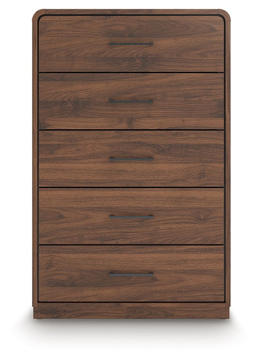 Fortlorn - Five Drawer Chest - Walnut Brown by Ashley – Accent Chests