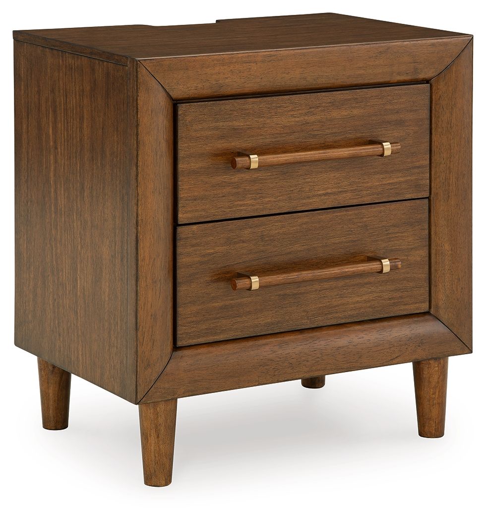 Lyncott - Two Drawer Night Stand - Brown by Ashley – Nightstands w/ Charging Stations
