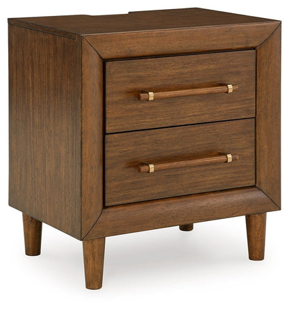 Lyncott - Two Drawer Night Stand - Brown by Ashley – Nightstands w/ Charging Stations