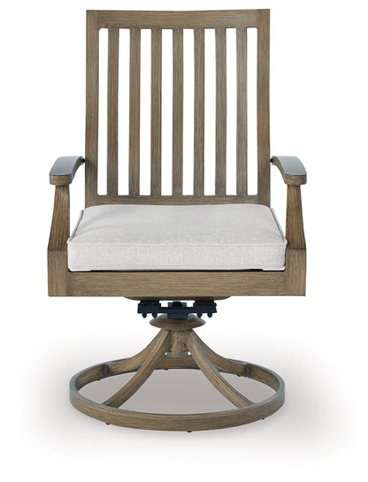 Rainier Ranch - Swivel Chair With Cushion (Set of 2) - Brown / Beige by Ashley – view 2