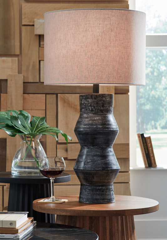 Kerbert - Terracotta Table Lamp - Distressed Black by Ashley – view 2