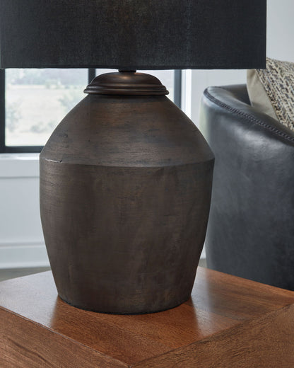 Naareman - Terracotta Table Lamp - Metallic Black by Ashley – view 3