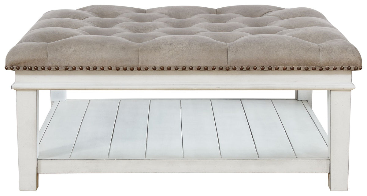 Kanwyn - Uph Ottoman Cocktail Table - Whitewash by Ashley – view 3