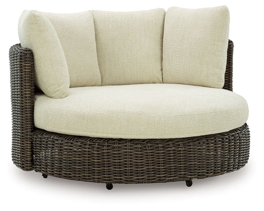 Kimora - Swivel Lounge Chair With Cushion - Beige / Dark Brown by Ashley – Swivel Chairs