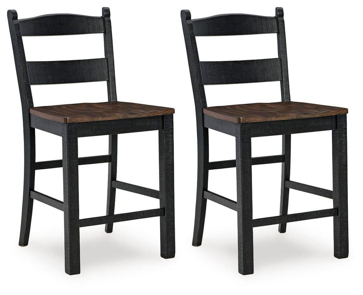 Valebeck - Barstool (Set of 2) - Black / Brown by Ashley – Stool Sets