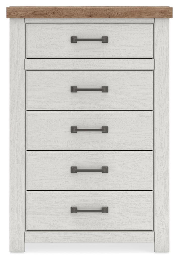 Savonport - Five Drawer Chest - White / Brown – view 4