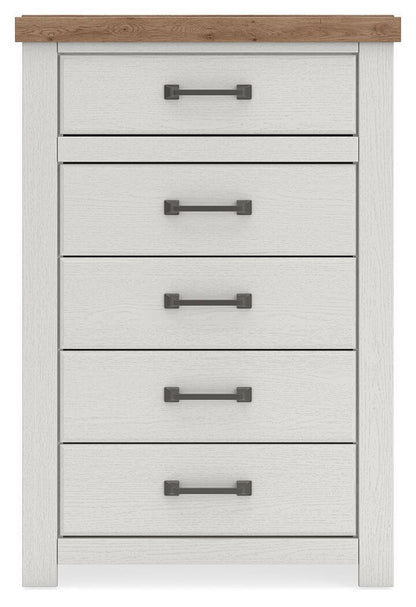Savonport - Five Drawer Chest - White / Brown – view 4