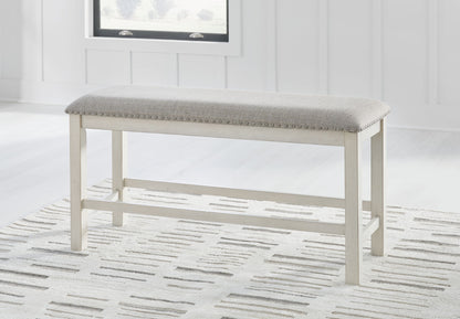 Robbinsdale - Dbl Counter Height Upholstered Dining Bench - Antique White by Ashley – view 2