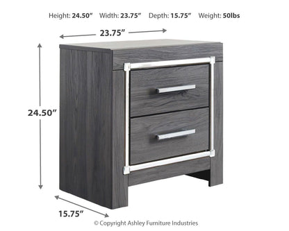 Lodanna - Two Drawer Night Stand - Gray by Ashley – view 3