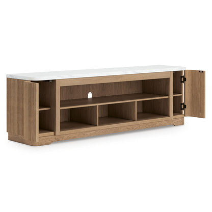 Camdill - XL TV Stand With Fireplace Option - Light Brown by Ashley – TV Stands