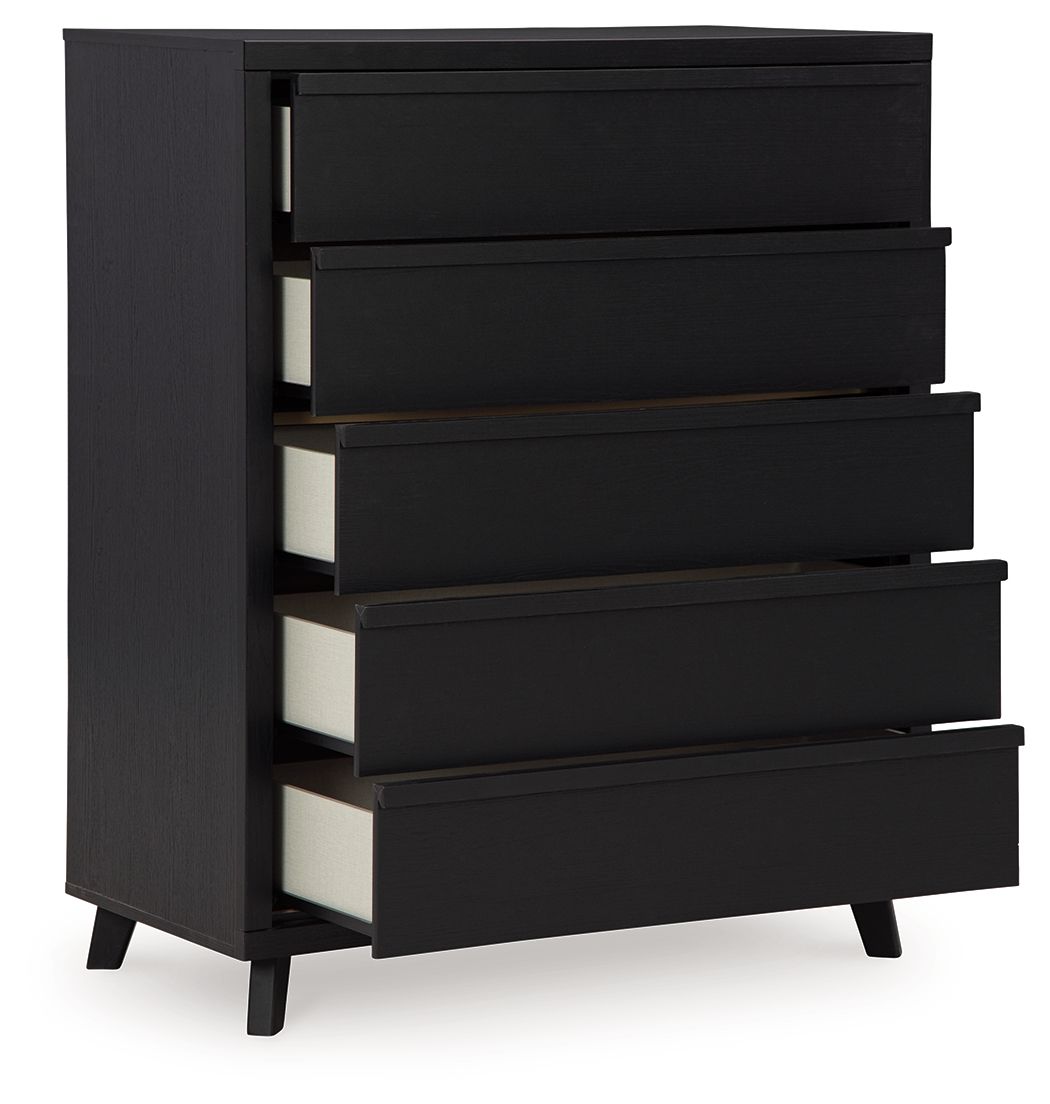 Danziar - Five Drawer Wide Chest - Black by Ashley – view 4