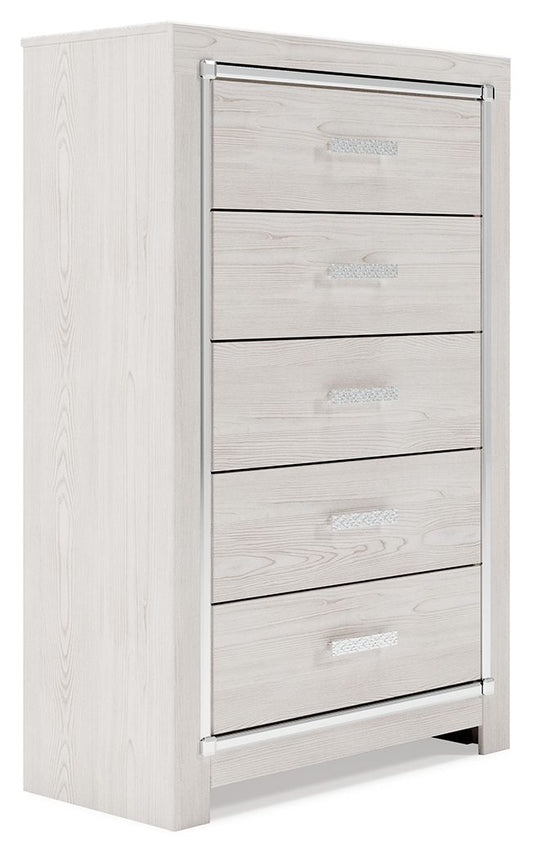 Altyra - Five Drawer Chest - White by Ashley – Accent Chests