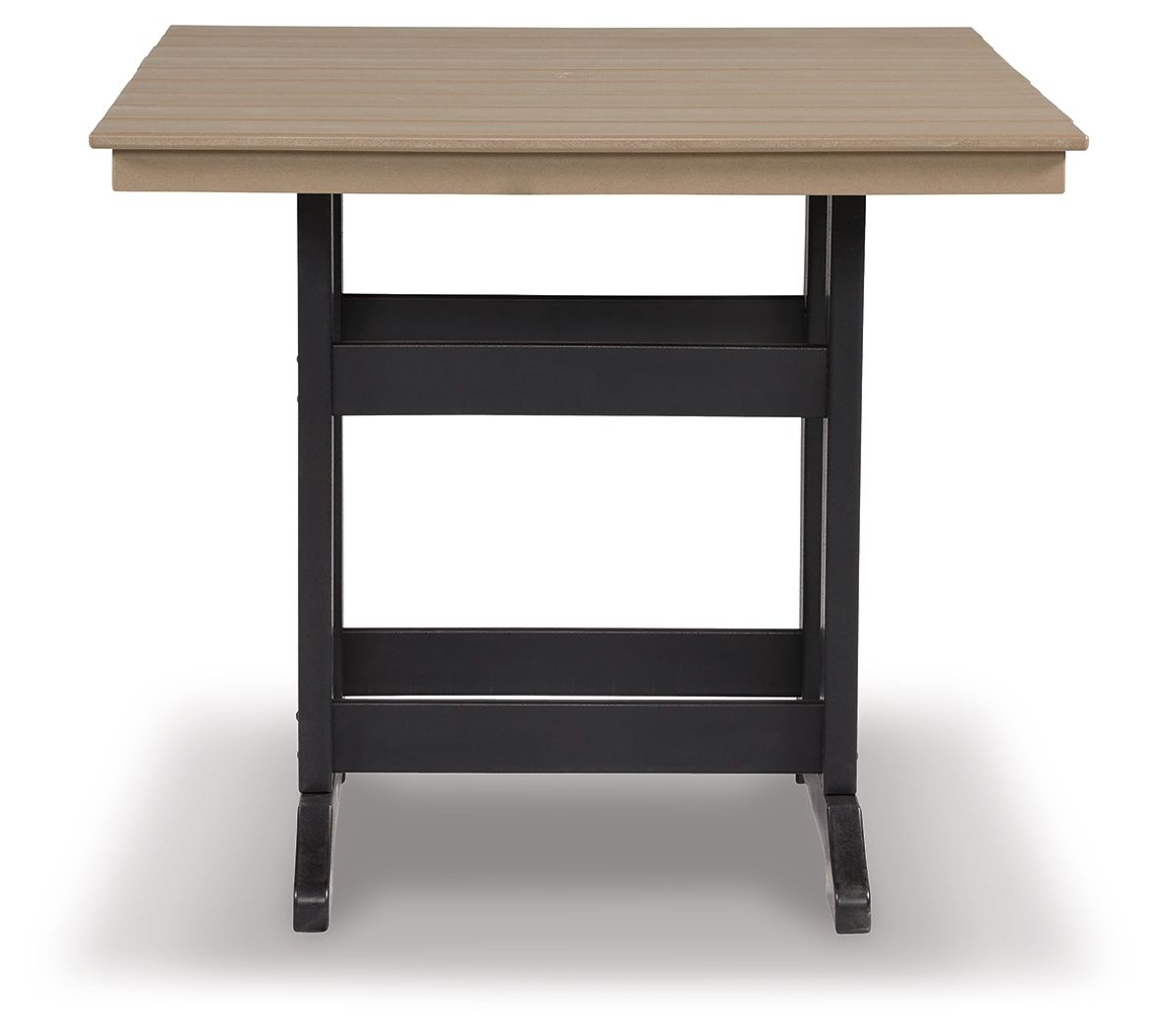 Fairen Trail - Square Counter TBL w/Umb OPT - Black / Driftwood by Ashley – view 2