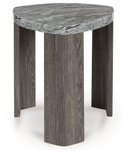 Surmour - Triangle End Table - Gray / Brown by Ashley – End Tables