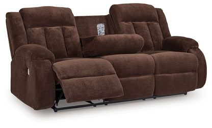 Free Wake - Reclining Power Sofa With Drop Down Table - Chocolate by Ashley – Reclining Sofas
