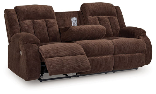 Free Wake - Reclining Power Sofa With Drop Down Table - Chocolate by Ashley – Reclining Sofas