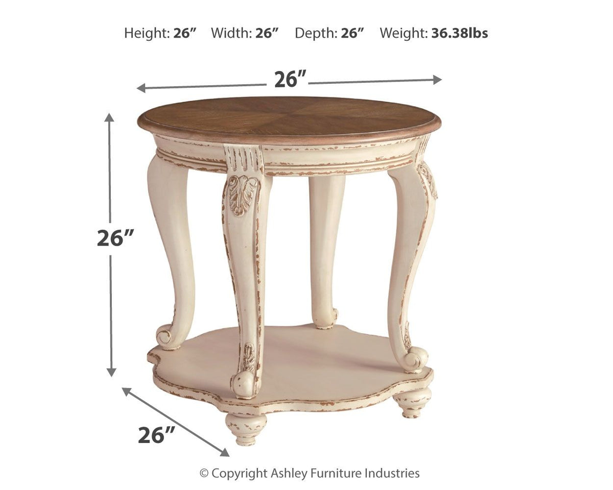 Realyn - Round End Table - White / Brown by Ashley – view 3