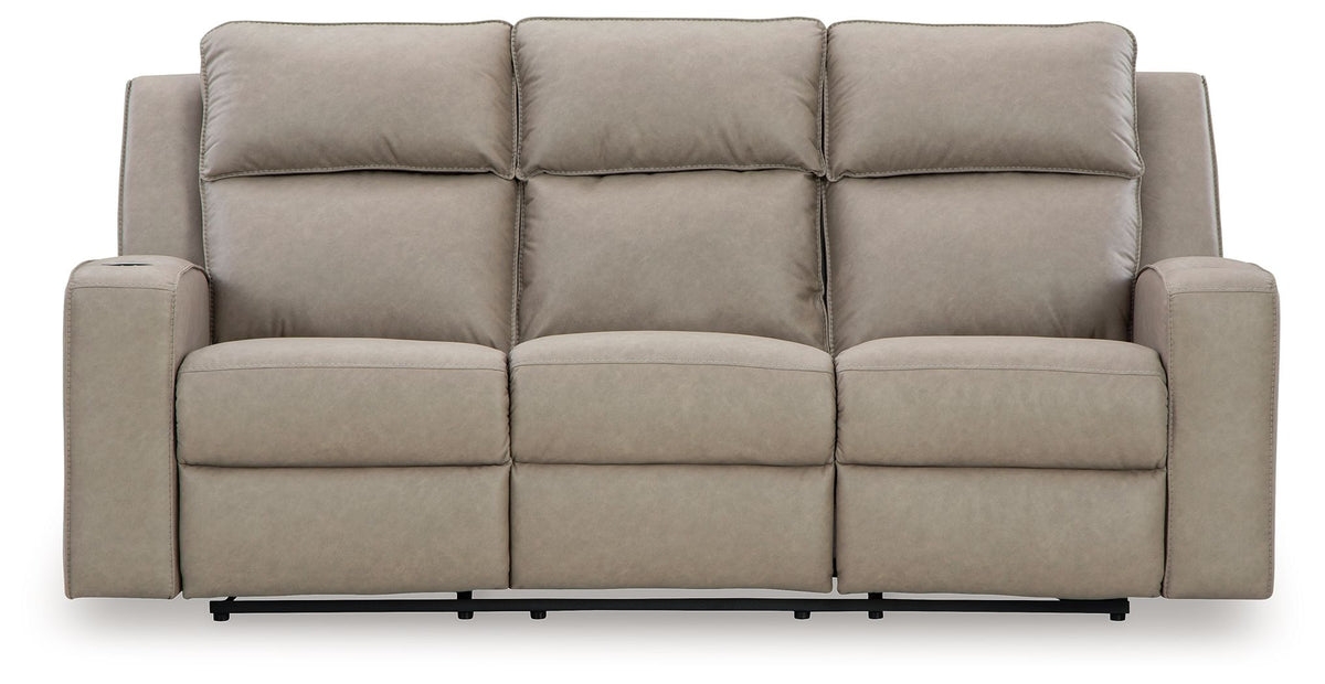 Lavenhorne - Reclining Sofa With Drop Down Table - Pebble by Ashley – Reclining Sofas