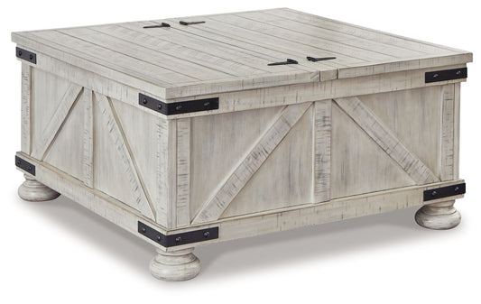 Carynhurst - Cocktail Table with Storage - Whitewash by Ashley – Cocktail Tables