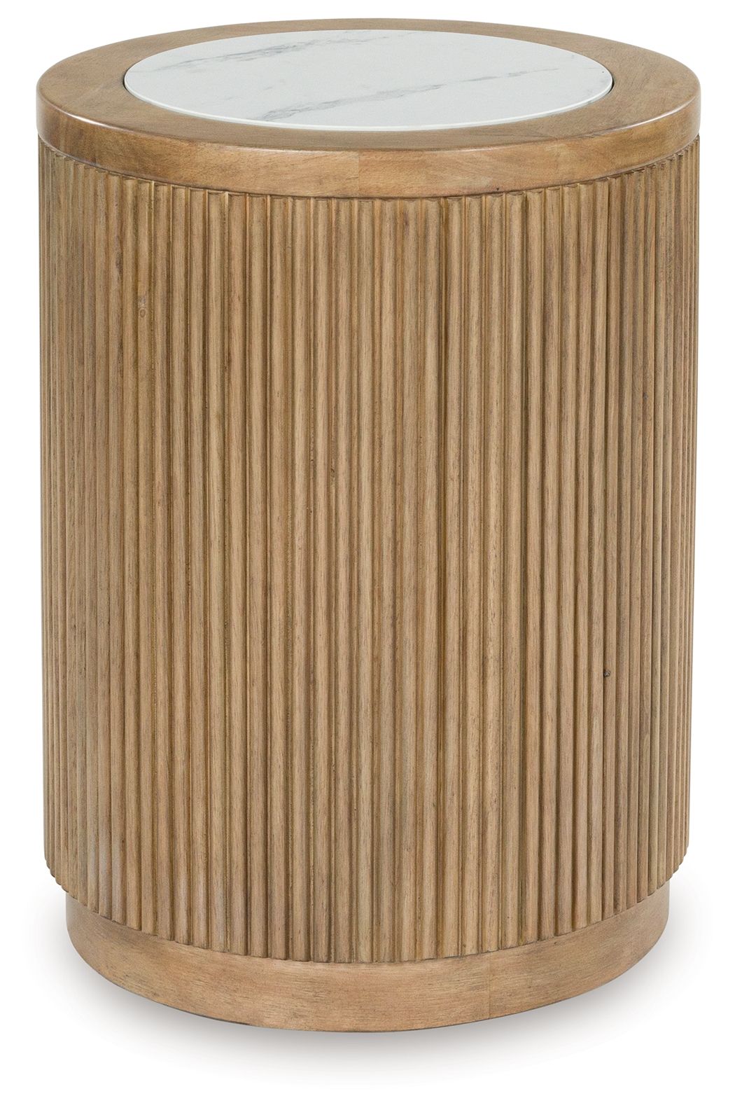 Camdill - Round End Table - Light Brown / White by Ashley – End Tables